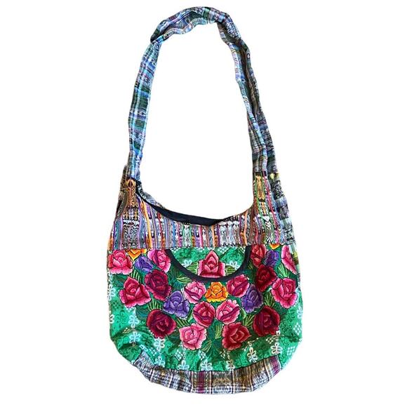Floral Embroidered Patchwork Bohemian Hobo Slouch Festival Bag Boho - Picture 1 of 8